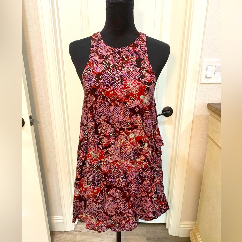 Silence + Noise Black Dress with Vibrant Floral Design